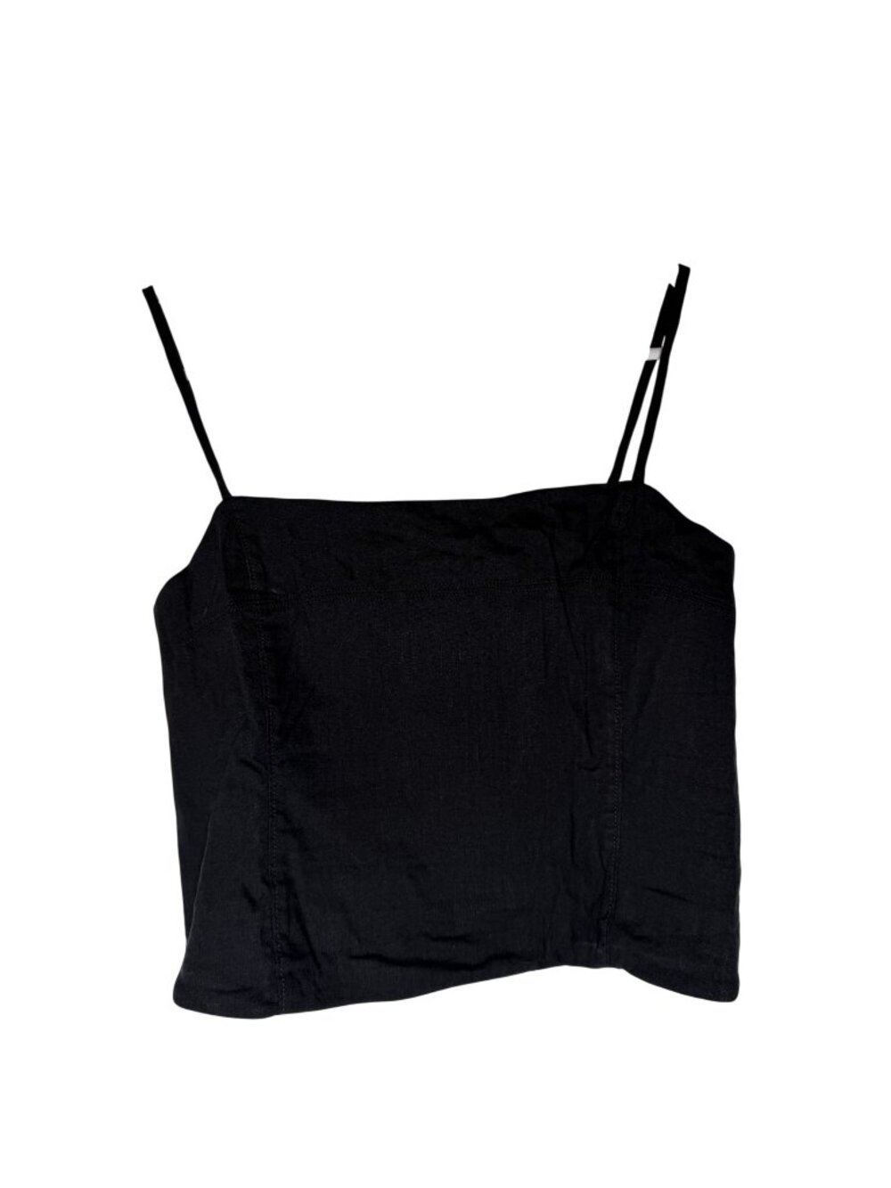 Everlane The Seamed Top in Stretch Linen Black Size 8 NWT